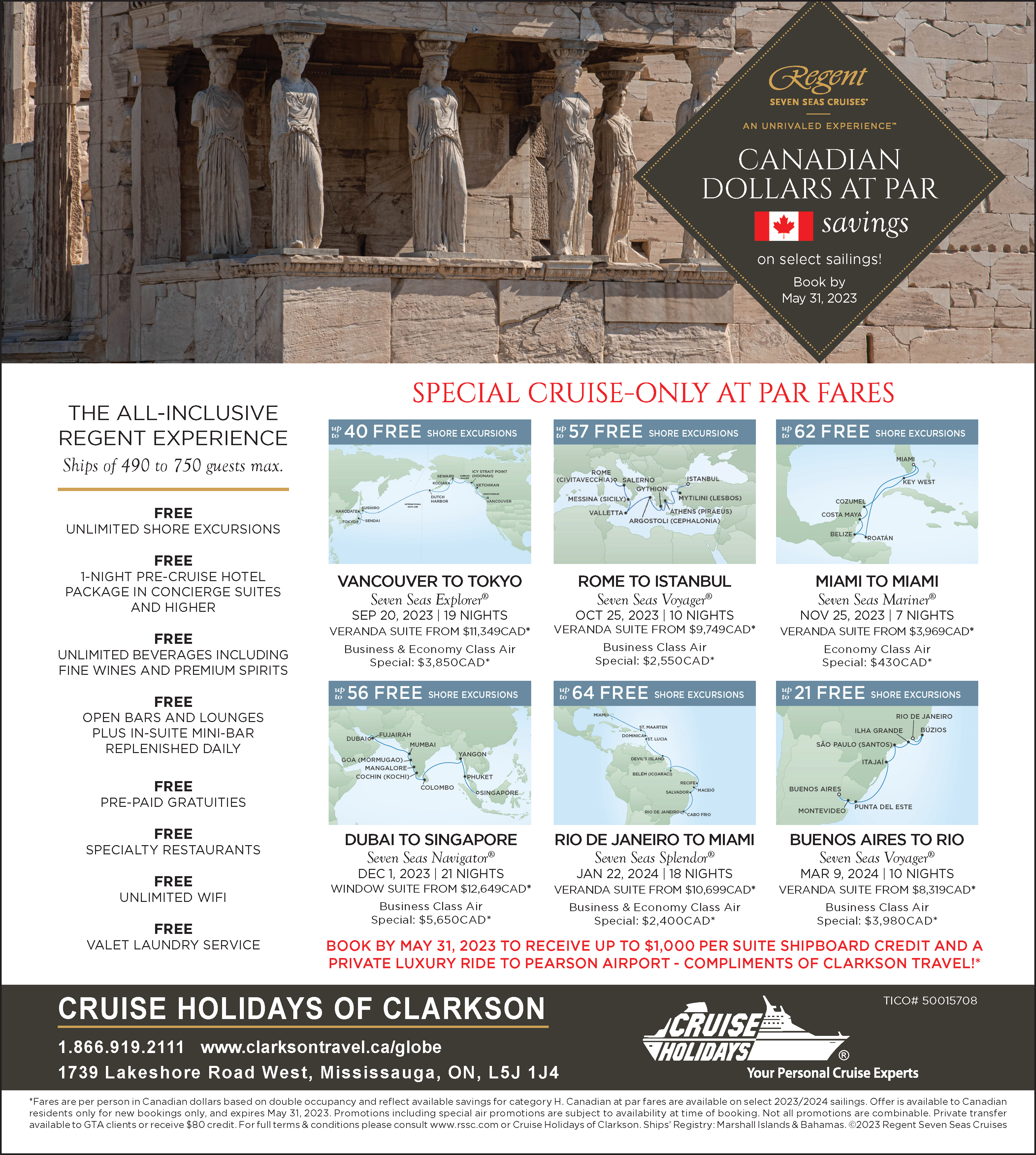 Regent Canadian Dollars at Par book by May 31 2023