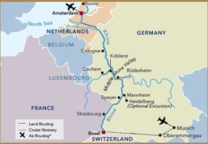 Map of Oberammergau Rhine River Cruise