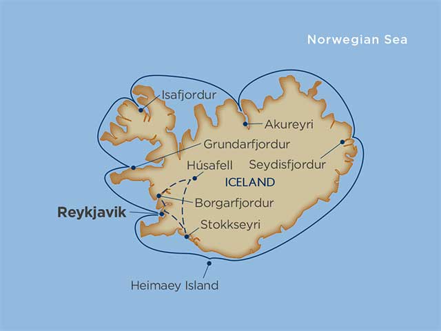 Windstar map Reykjavik to Reyjkavik