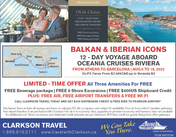Globe and Mail ad mar 19 2022 oceania cruises